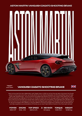 Aston Martin Vanquish Zagato Shooting Brake Car Poster
