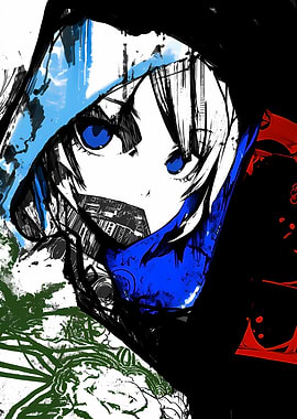 Anime Character with Blue Eyes and Mask