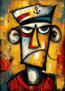 Modern Cubist Sailor Portrait Contemporary Art