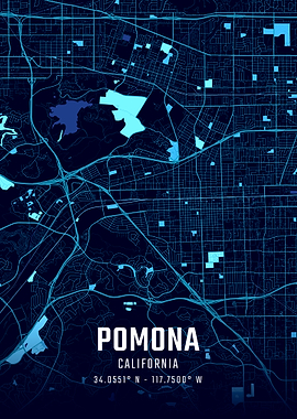 Pomona California Midnight City Map
