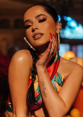 Becky G in Colorful Halter Top