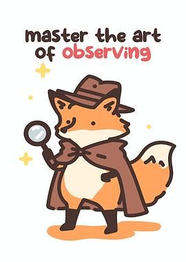 Cute Fox Detective with Magnifying Glass