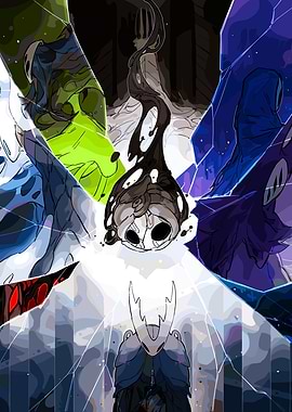 Hollow Knight Characters in Shattered Crystal