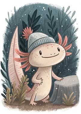 Cute Axolotl in a Beanie