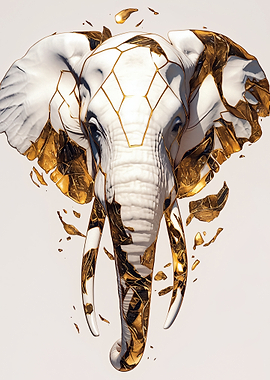 Abstract Golden Elephant Sculpture