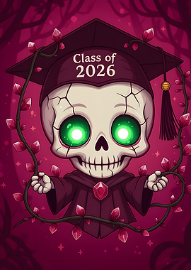 Cute Skeleton Graduation Art