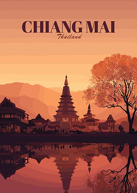 Chiang Mai Thailand Travel Poster