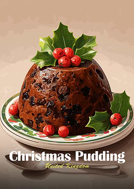 Christmas Pudding with Holly