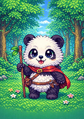 Pixel Art Panda in Forest