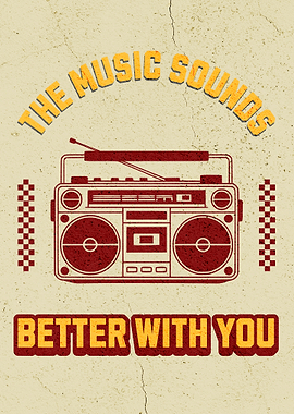 Retro Boombox Music Poster