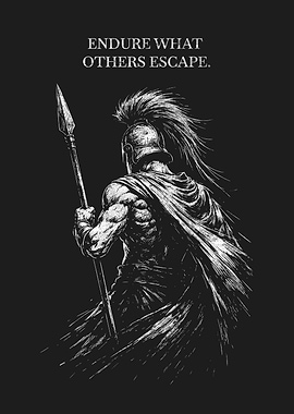 Spartan Warrior with Endure Quote Art