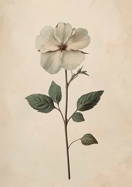 Pale Blue Flower Botanical Illustration | Vintage Chamomile Botanical Wall Art