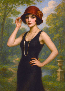 Elegant Woman in a Garden