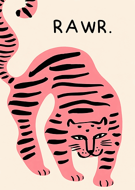 Pink Tiger with RAWR Text