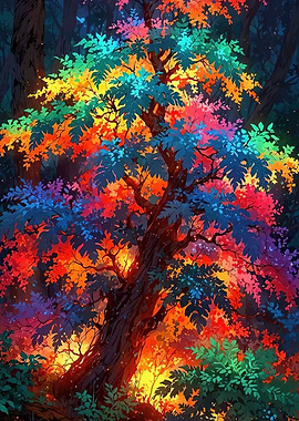 Enchanted Rainbow Forest Tree