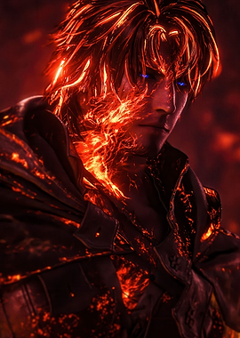 Fiery Man with Blue Eyes