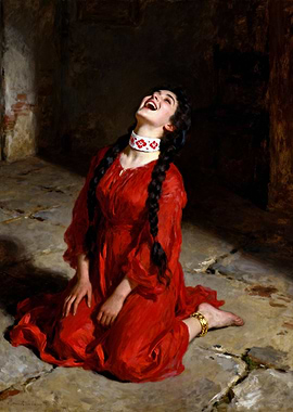 Woman in Red Dress Laughing