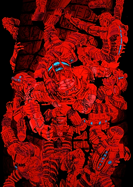 Red Sci-Fi Figures in Dark Background