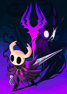 Hollow Knight Characters with Purple Accents