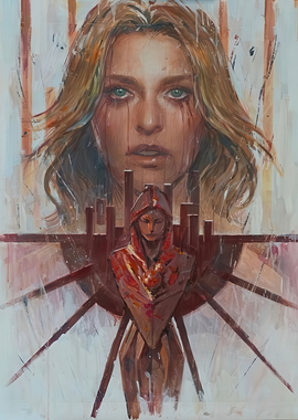 Portrait of a Woman with a Hooded Figure