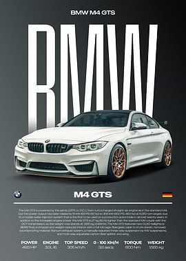 BMW M4 GTS Car Poster