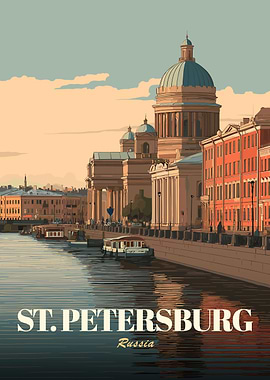 St. Petersburg Vintage Travel Poster