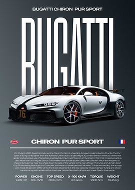 Bugatti Chiron Pur Sport Car Poster