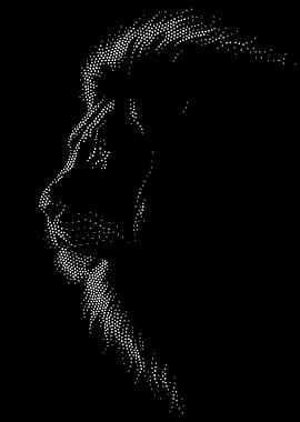 Lion Head Profile Dot Art