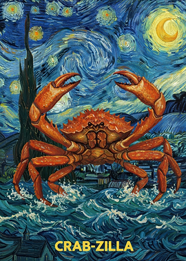 Crab-Zilla in Starry Night