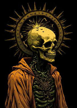 Skeleton with Halo and Orange Robe