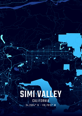 Simi Valley California Midnight City Map