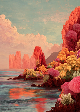 Surreal Alien Coastal Landscape