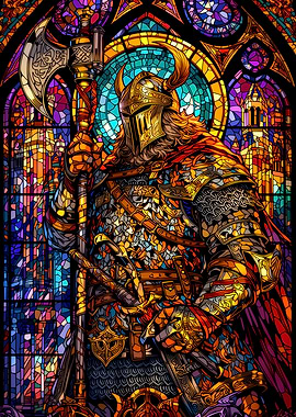Viking Warrior Stained Glass