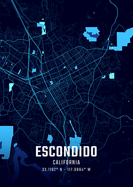 Escondido California Midnight City Map