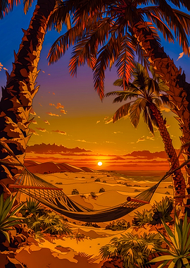 Tropical Sunset Hammock Oasis