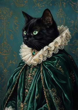 Renaissance Feline: The Queen in Emerald