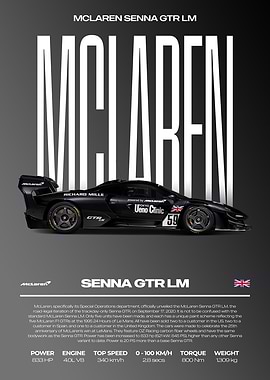 McLaren Senna GTR LM Car Poster
