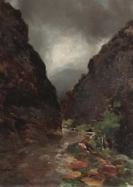 Stormy Mountain Gorge Landscape