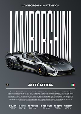 Lamborghini Auténtica Supercar Car Poster