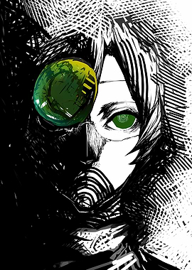 Anime Character with Green Eye and Mask