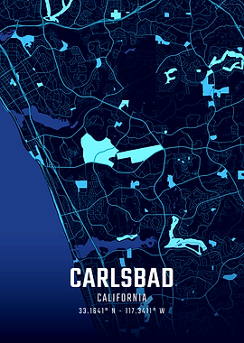 Carlsbad California Midnight City Map