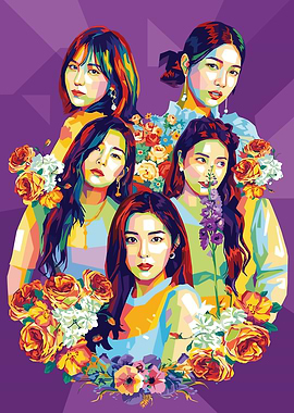 K-Pop Girl Group with Flowers