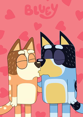 Bluey and Bingo Kissing