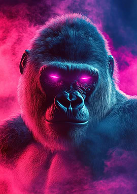 Gorilla with Neon Eyes