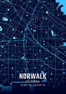 Norwalk California Midnight City Map