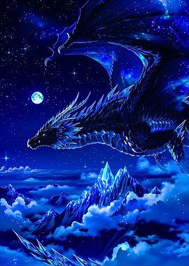 Dragon in a Starry Night Sky