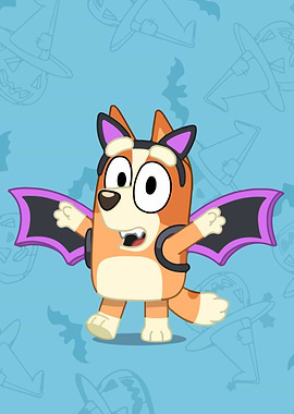 Bluey as a bat for Halloween