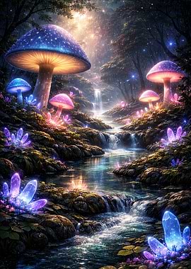 Mushroom Forest Stream