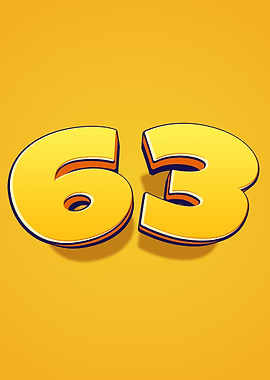 Number 63 in 3D Yellow