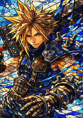 Cloud Strife Stained Glass Art